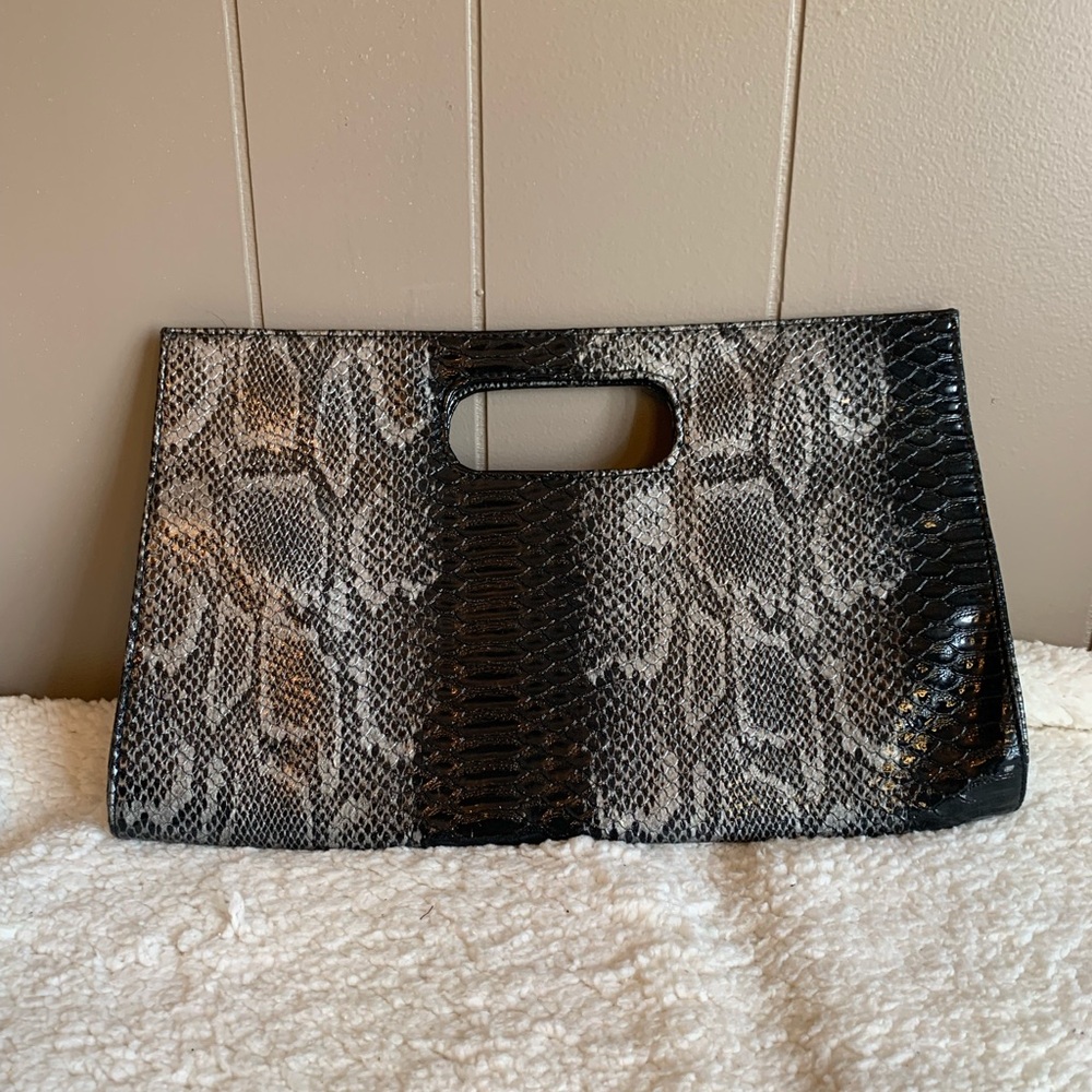 Giannini Black and Gray Snakeskin Clutch